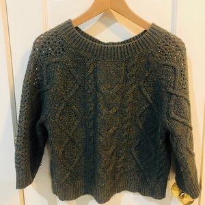 ANTHROPOLOGIE Button-back, cable-knit sweater